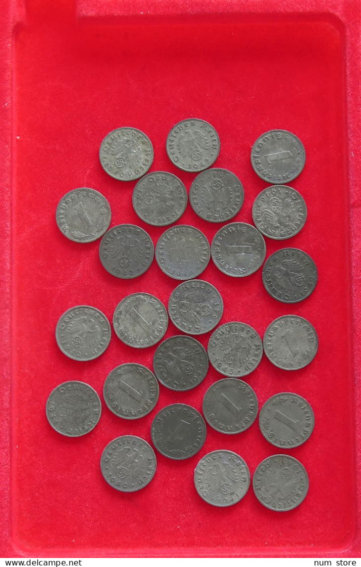 COLLECTION LOT THIRD REICH 1 REICHSPFENNIG 25PC 45G #xx40 0805 - Collezioni