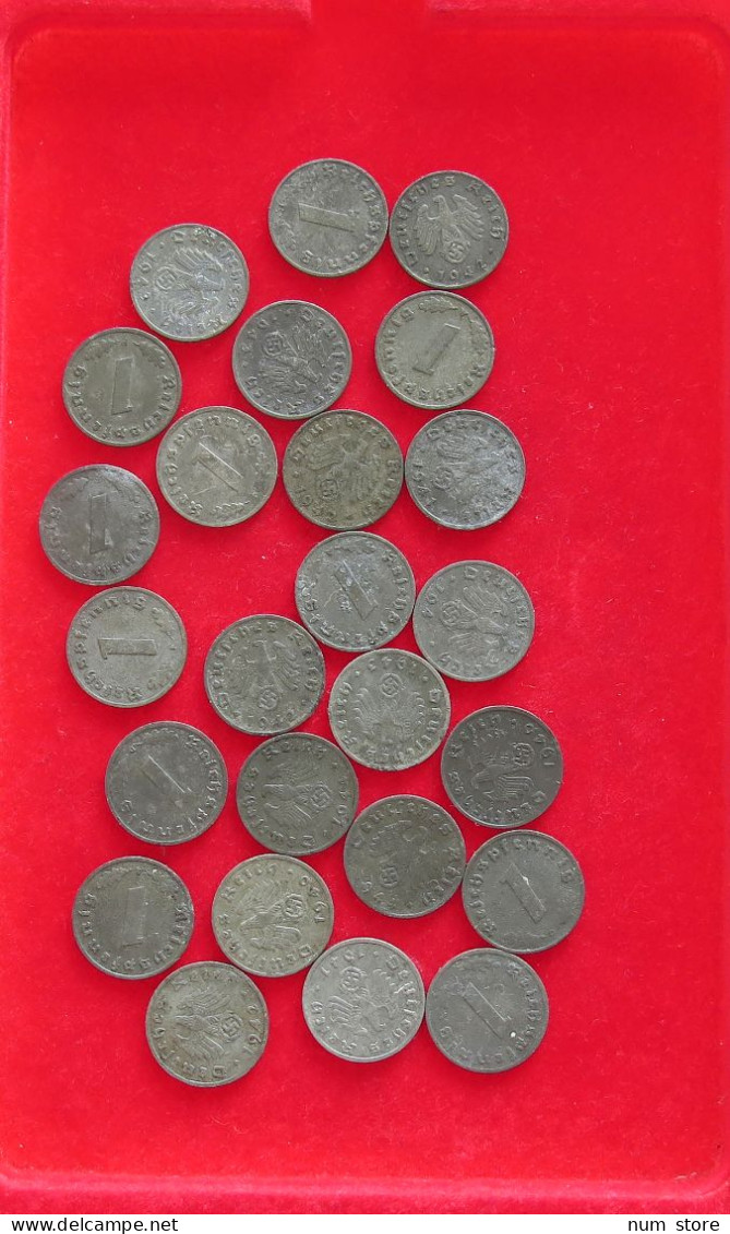 COLLECTION LOT THIRD REICH 1 REICHSPFENNIG 25PC 45G #xx40 0810 - Colecciones Completas Y Lotes