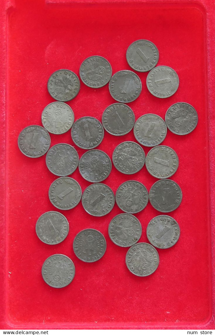 COLLECTION LOT THIRD REICH 1 REICHSPFENNIG 25PC 45G #xx40 0811 - Colecciones Completas Y Lotes