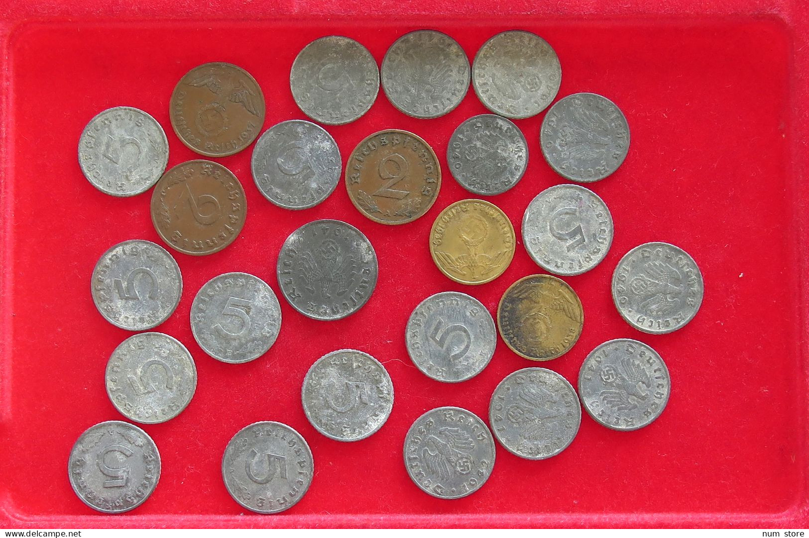 COLLECTION LOT THIRD REICH 1 2 5 10 REICHSPFENNIG 25PC 66G #xx40 0862 - Colecciones Completas Y Lotes