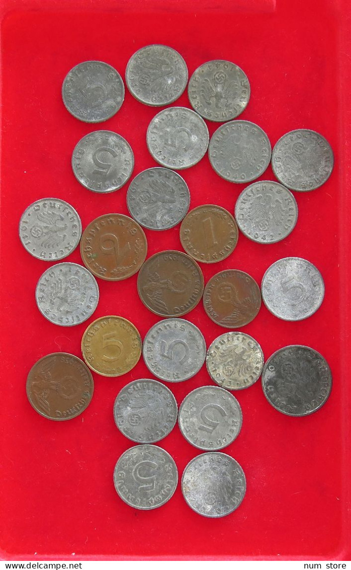 COLLECTION LOT THIRD REICH 1 2 5 10 REICHSPFENNIG 25PC 65G #xx40 0854 - Colecciones Completas Y Lotes