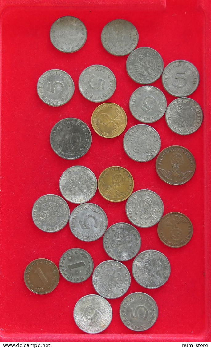 COLLECTION LOT THIRD REICH 1 2 5 10 REICHSPFENNIG 25PC 63G #xx40 0863 - Colecciones Completas Y Lotes