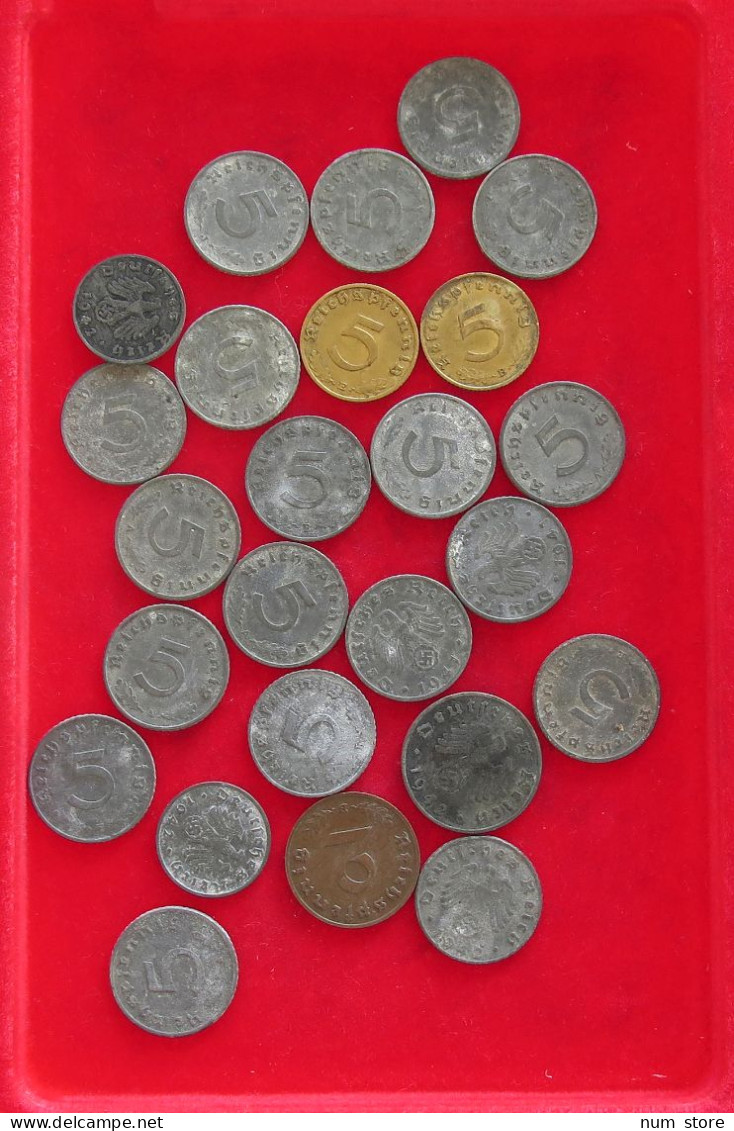 COLLECTION LOT THIRD REICH 1 2 5 10 REICHSPFENNIG 25PC 63G #xx40 0853 - Colecciones Completas Y Lotes