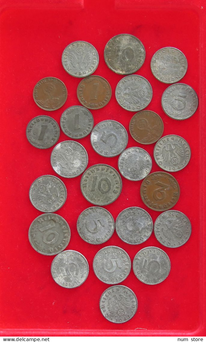 COLLECTION LOT THIRD REICH 1 2 5 10 REICHSPFENNIG 25PC 63G #xx40 0852 - Colecciones Completas Y Lotes