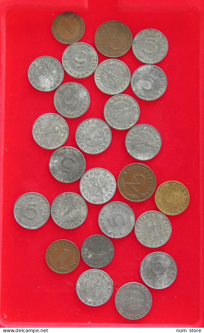 COLLECTION LOT THIRD REICH 1 2 5 10 REICHSPFENNIG 25PC 63G #xx40 0855 - Colecciones Completas Y Lotes