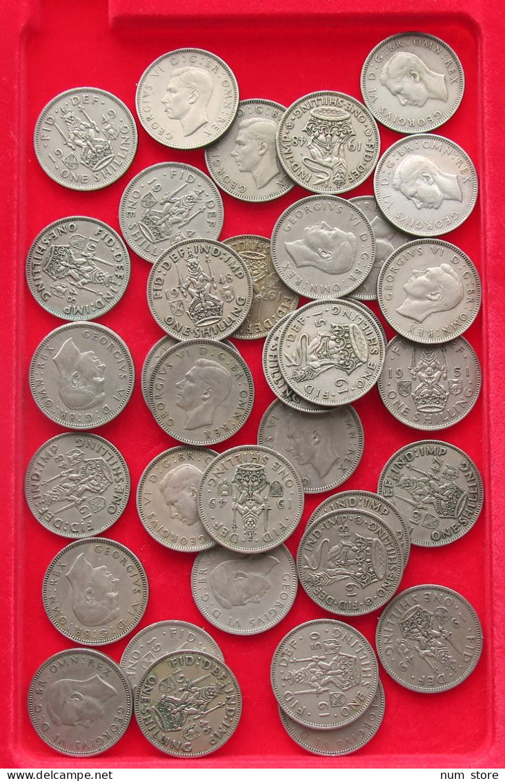 COLLECTION LOT GREAT BRITAIN SHILLING 35PC 203G #xx40 0664 - Collections