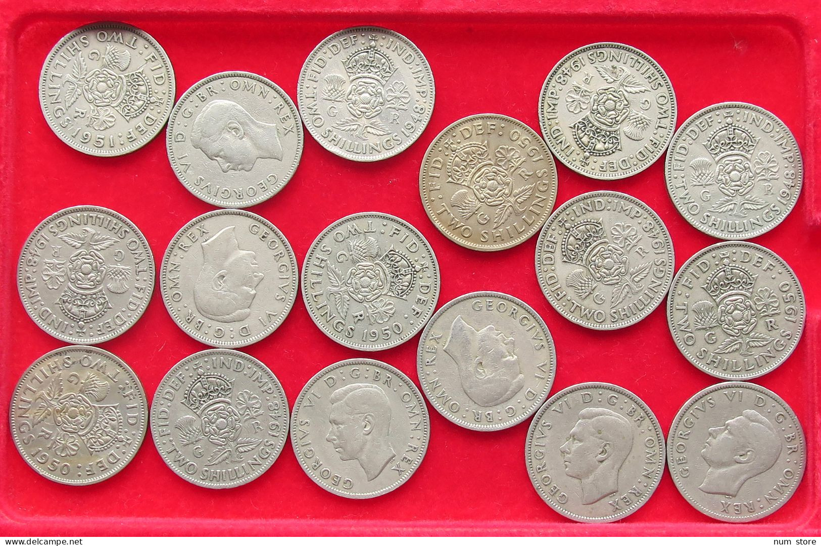 COLLECTION LOT GREAT BRITAIN 2 SHILLINGS 17PC 191G #xx40 0657 - Colecciones