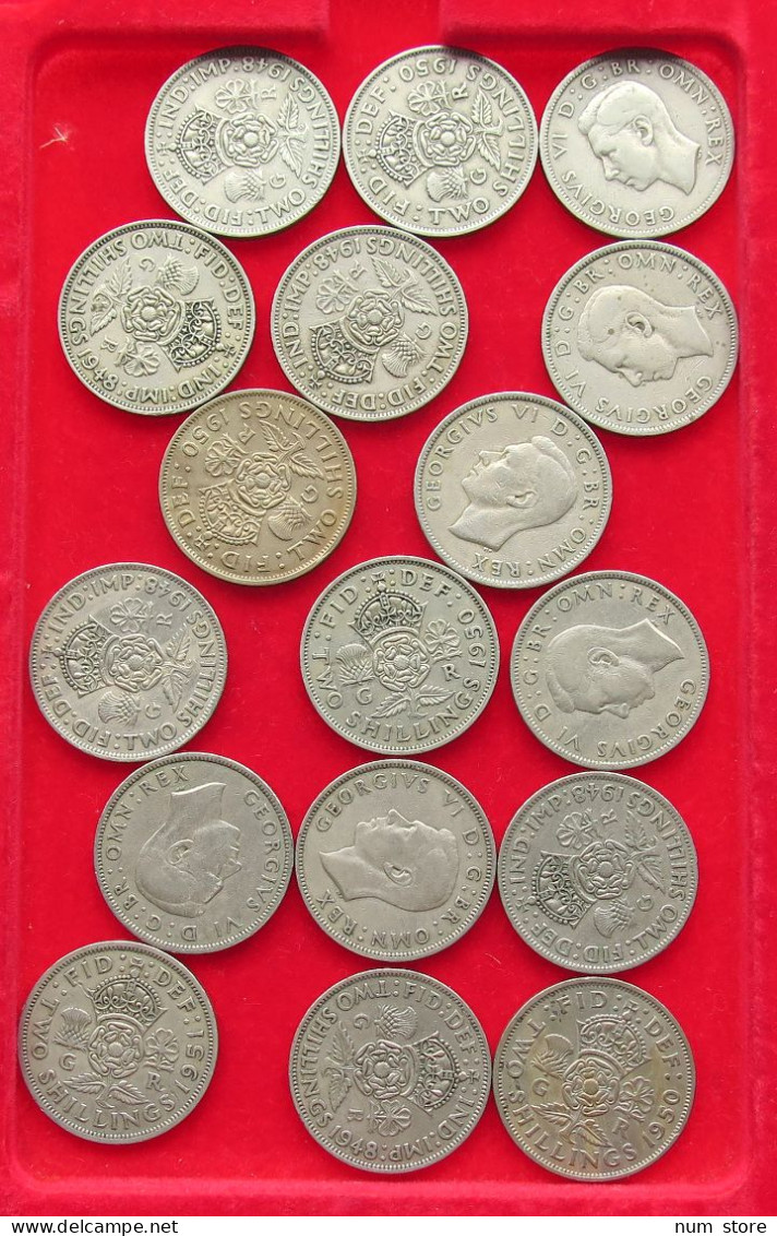 COLLECTION LOT GREAT BRITAIN 2 SHILLINGS 17PC 191G #xx40 0657 - Sammlungen