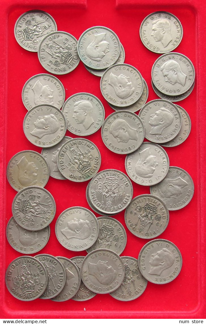 COLLECTION LOT GREAT BRITAIN SHILLING 34PC 193G #xx40 0663 - Colecciones