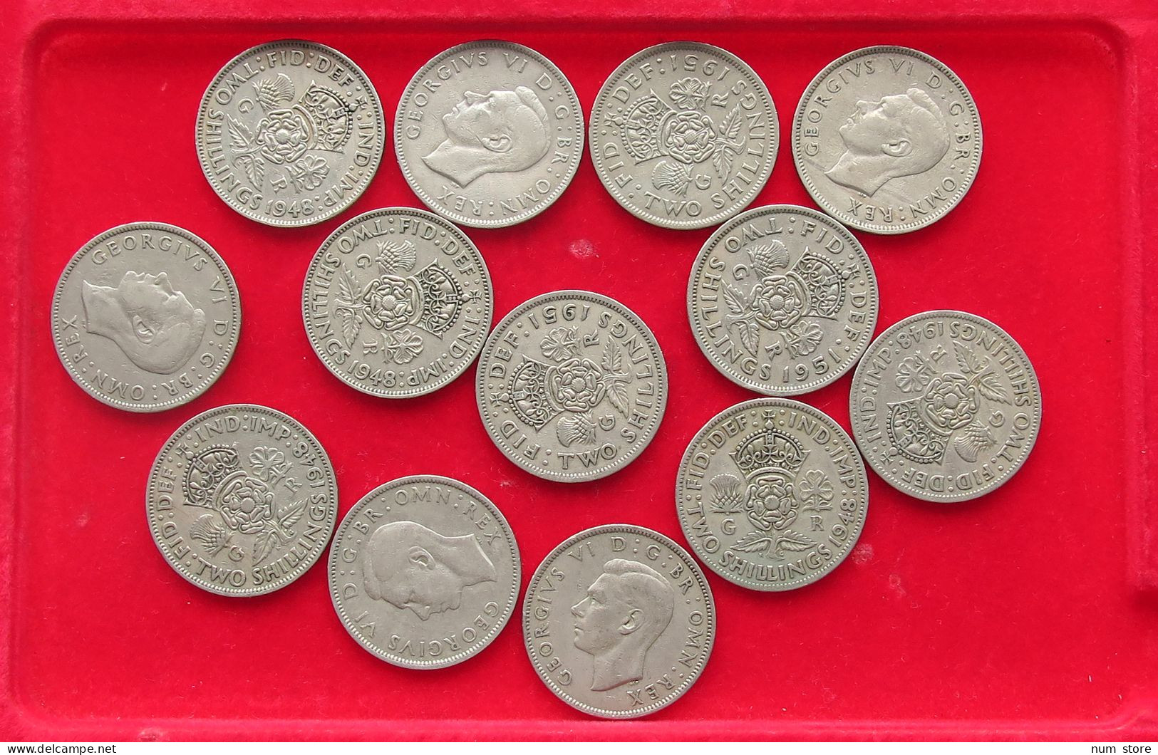 COLLECTION LOT GREAT BRITAIN 2 SHILLINGS 13PC 146G #xx40 0659 - Collezioni