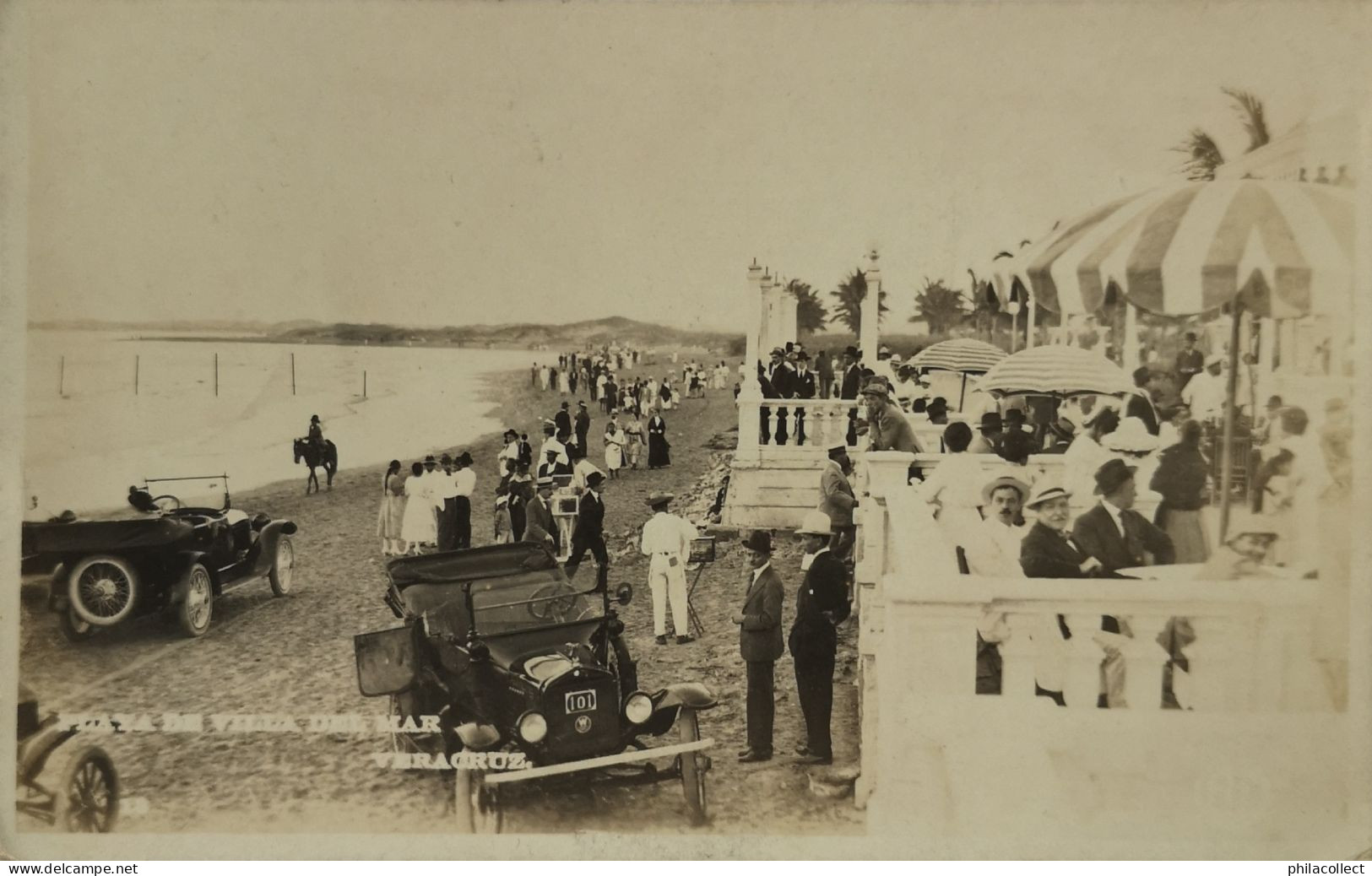 Veracruz Mexico // Carte Photo - RPPC // Playa De Villa Del Mar  (Automobile) 1921 Nice Stamp - Mexico