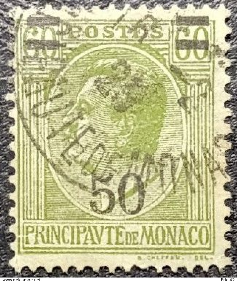 MONACO. Y&T N°105. Prince Louis II. Surchargé. Cachet De 1929 à Monte-Carlo. - Gebruikt