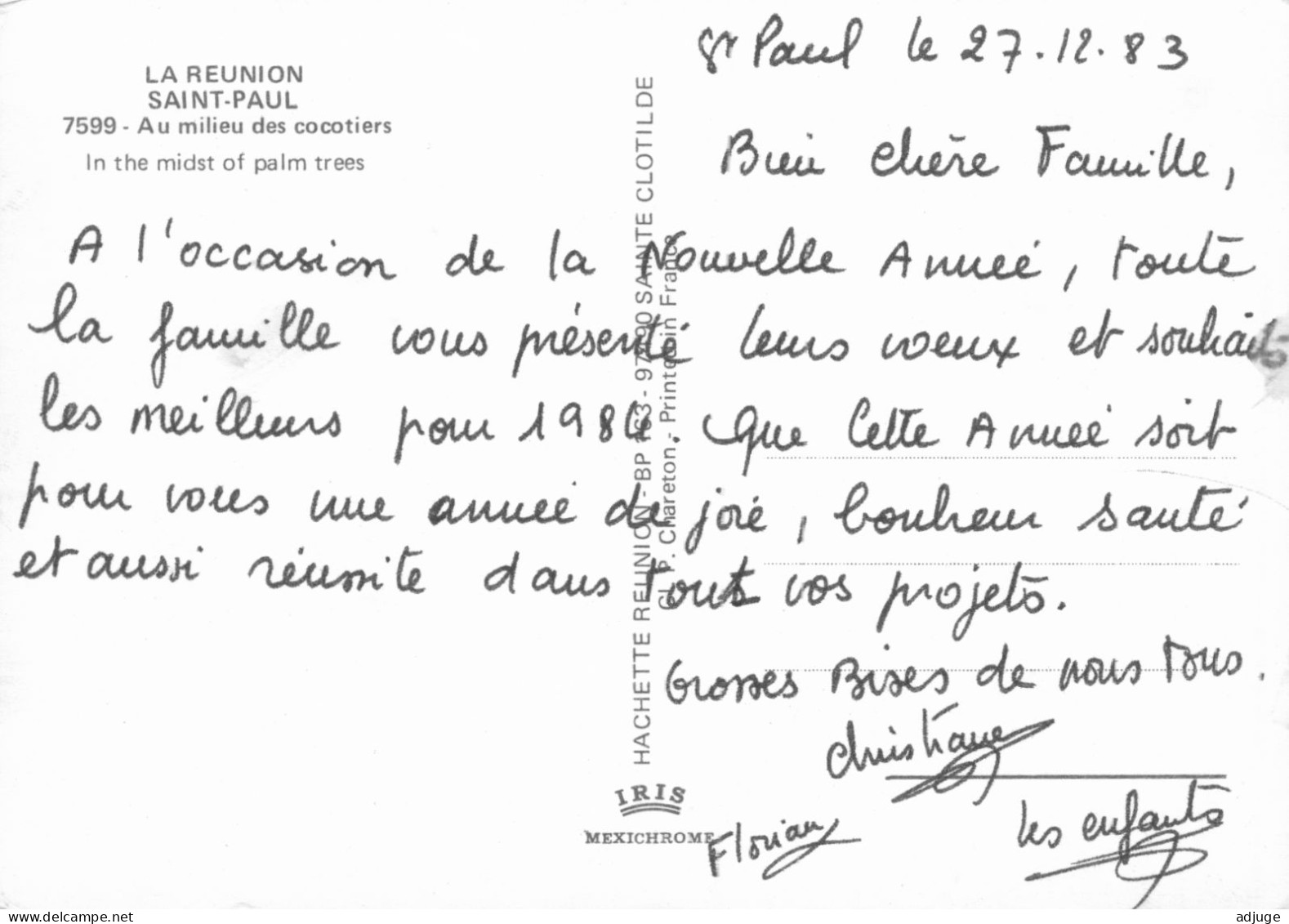 CPM - Réunion - SAINT-PAUL - Au Milieu Des Cocotiers- Ed.Hachette-Réunion 97 Sainte-Clotilde**** 2 Scans - Saint Paul