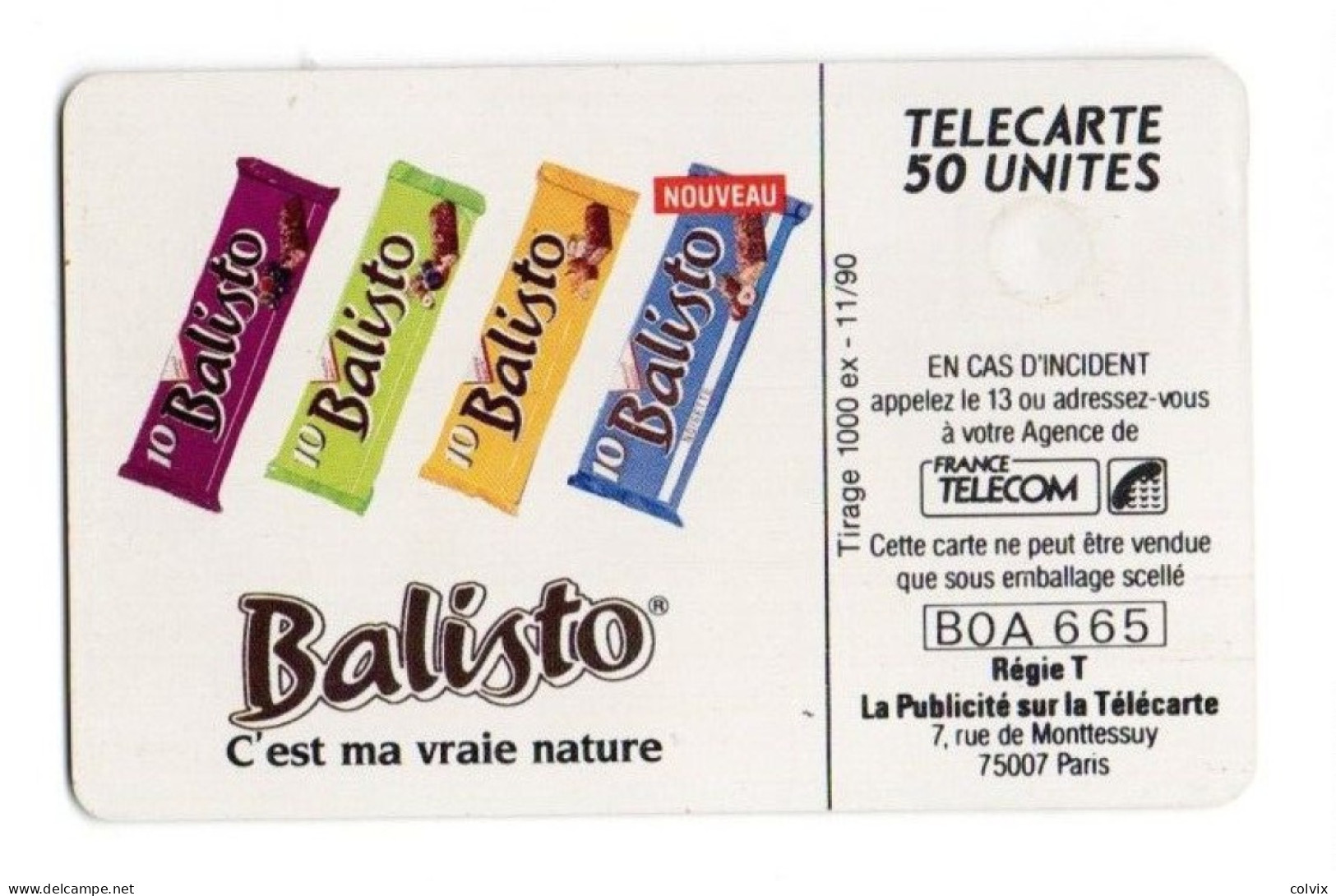 FRANCE TELECARTE D451 BALISTO  50U 1000 Ex DATE 11/1990 - Telefoonkaarten Voor Particulieren