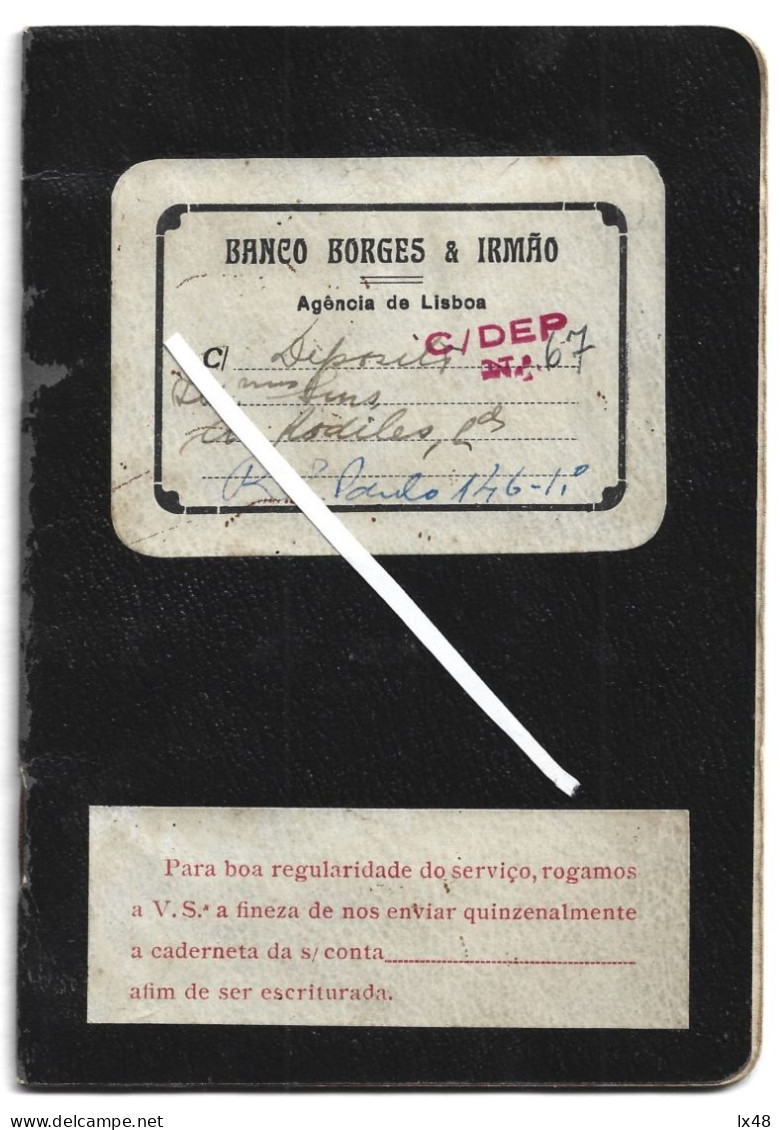 Rare Banco Borges & Irmão BBI Passbook. Lisbon Agency. Movement Record Book. Rara Caderneta Do Banco Borges & Irmão BBI. - Portugal