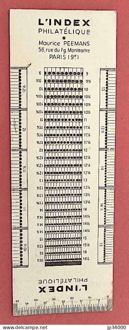 Odontomètre "l'index Philatélique" Pour Connaitre La Dentelure Des Timbres (1950) - Other & Unclassified