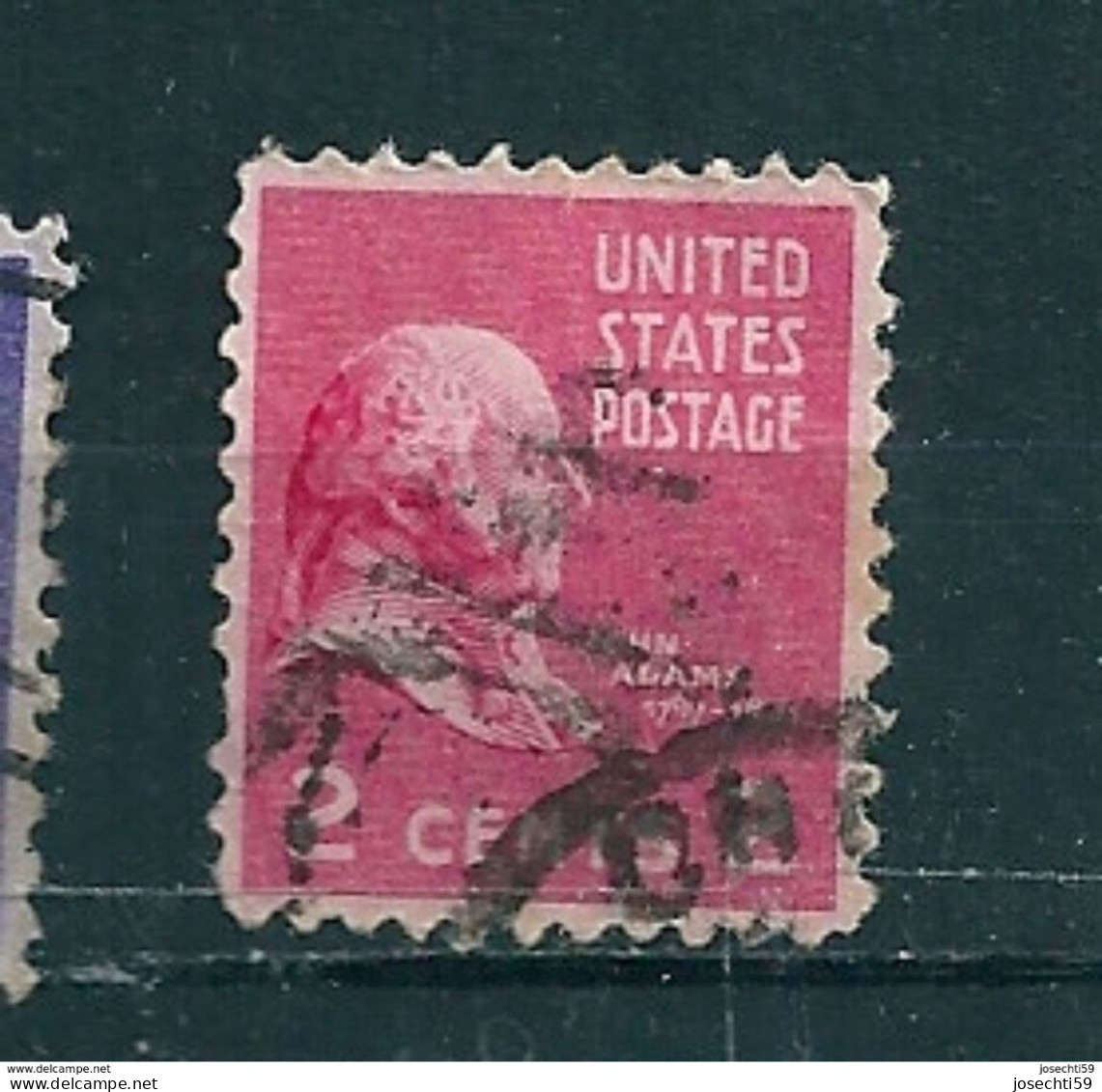 N° 371  John Adams 2c., Rose Carminé Timbre USA  Stamp Etats Unis D' Amérique  (1938) - Gebruikt
