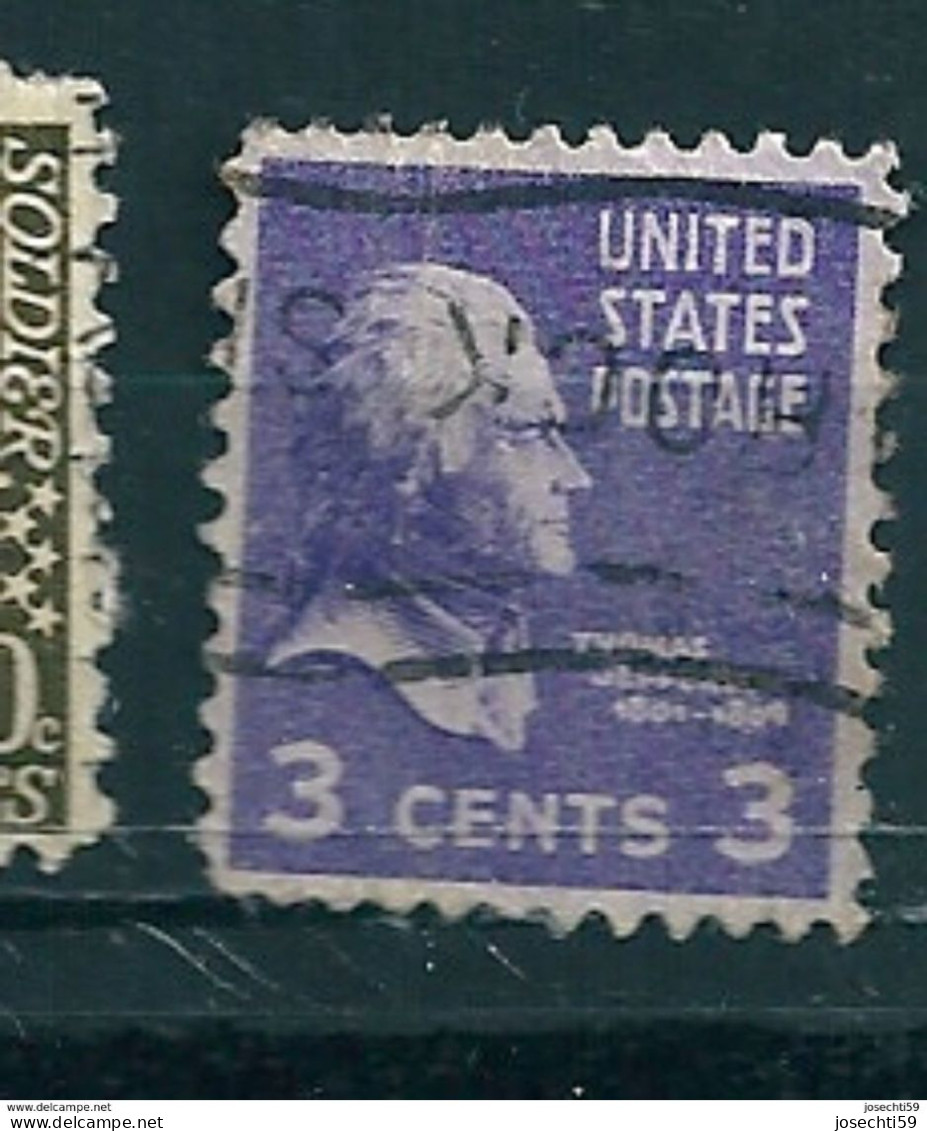 N° 372 Thomas Jefferson 3 Ct  USA  Stamp Etats Unis D' Amérique Timbre USAoblitéré 1938 - Usados