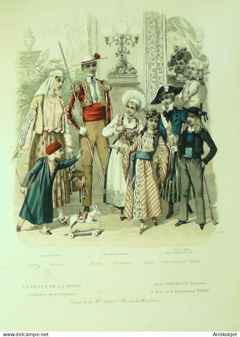 Gravure De Mode Revue De La Mode Gazette 1889 N°52 Travestissements (Maison Léoty) - Avant 1900