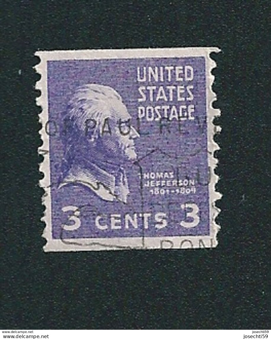 N° 372 Thomas Jefferson 3 Ct  USA  Stamp Etats Unis D' Amérique Timbre USAoblitéré 1938 - Usados