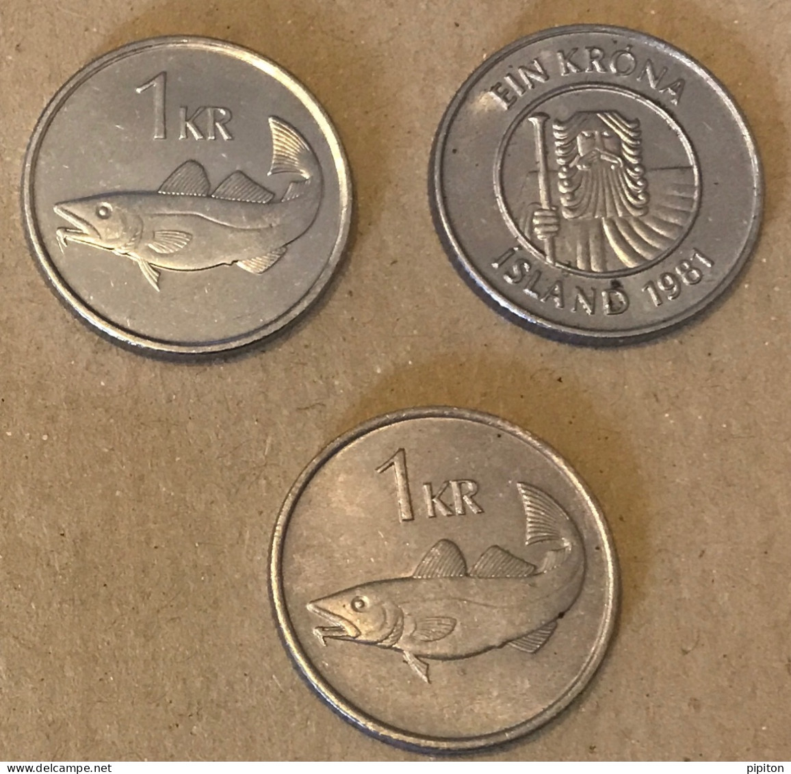 Islande 3 Pièces 1 Couronne 1981,91 - Islanda