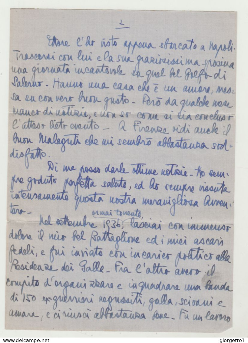 BUSTA CON LETTERA - ASMARA - ERITREA DEL 1937 - PER PRINCIPE GONZAGA FERRANTE VERSO ITALIA WW2 - Marcophilie (Avions)