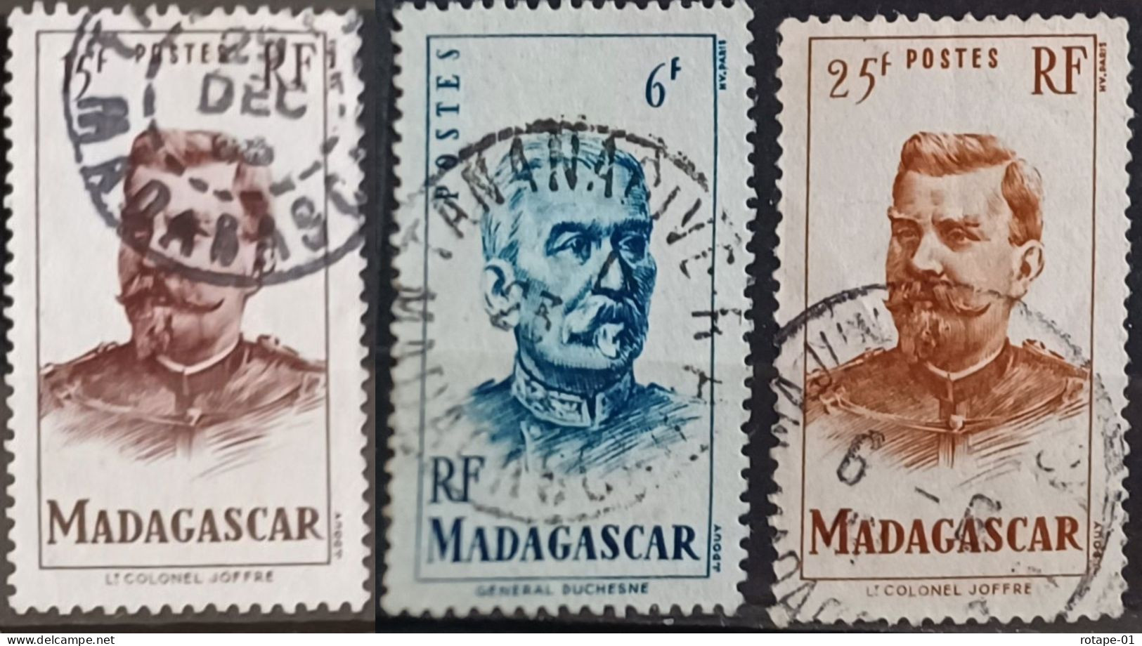 Madagascar  1946,  YT N°314,16,18  O,  Cote YT 3€ - Gebruikt