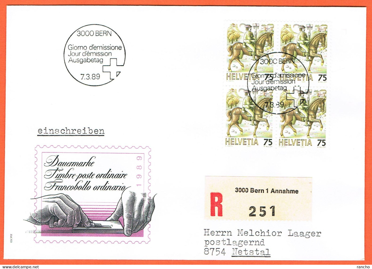 1xFDC . RECOMMANDE R251. COLLECTION SERIE BLOC DE 4 . C/.S.B.K. Nr:740. Y&TELLIER Nr:1313. MICHEL Nr:1390. - FDC