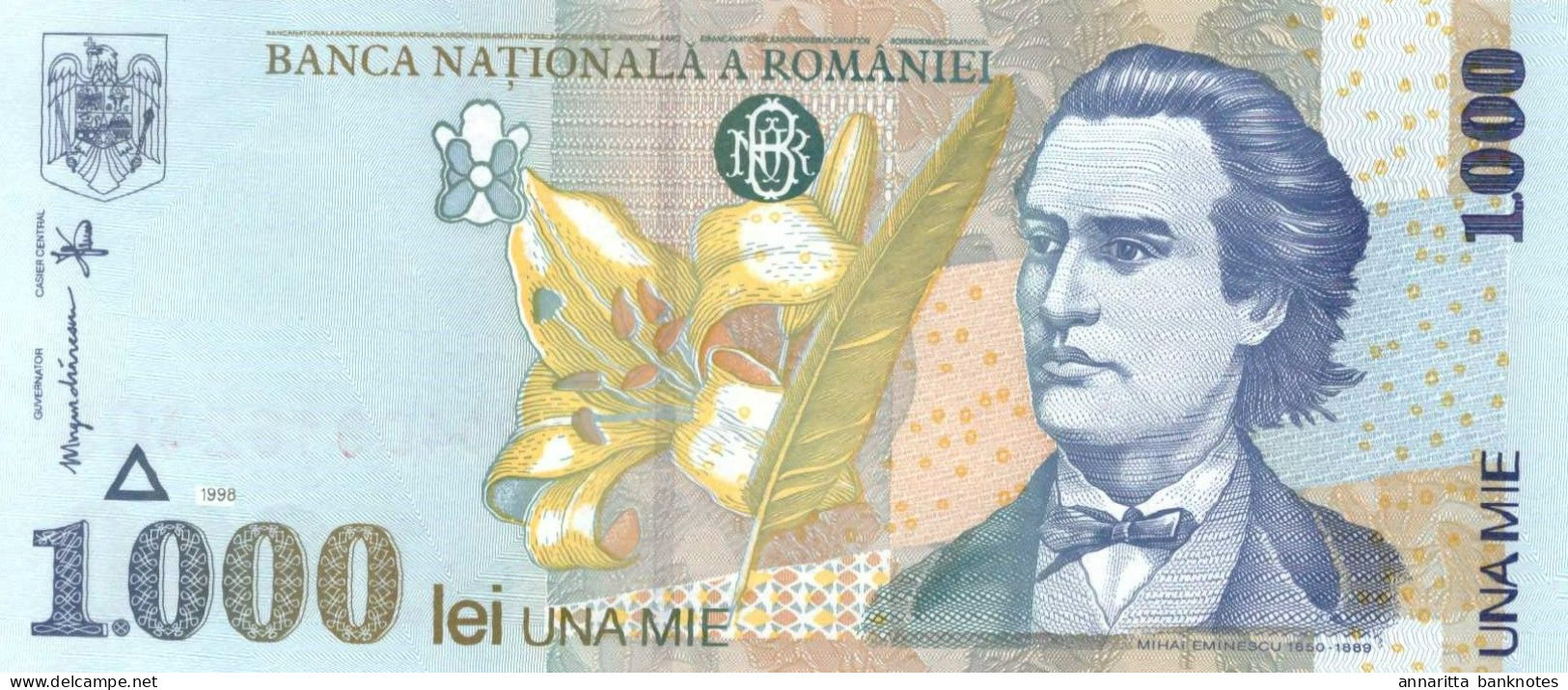 Romania 1000 Lei 1998, Wmk: Tilting BNR. UNC (P-106b, B-266b) Prefix 004D - Roumanie