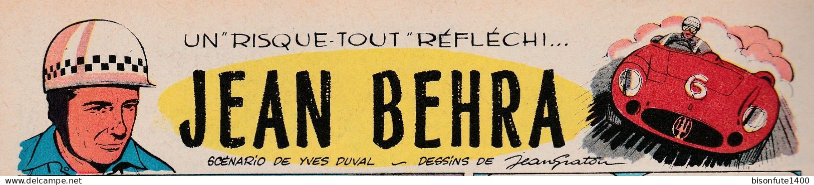 Bandeau Titre De "Jean BEHRA" Datant De 1960 Dessiné Par Jean Graton Et Inédit En Album. - Michel Vaillant