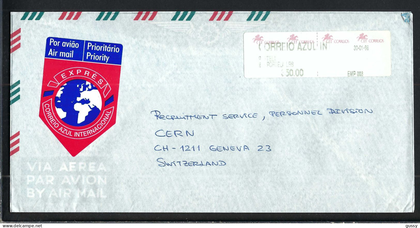 PORTUGAL P.A. Ca.1996: LSC Par Exprès De Portela à Genève (Suisse) - Lettres & Documents