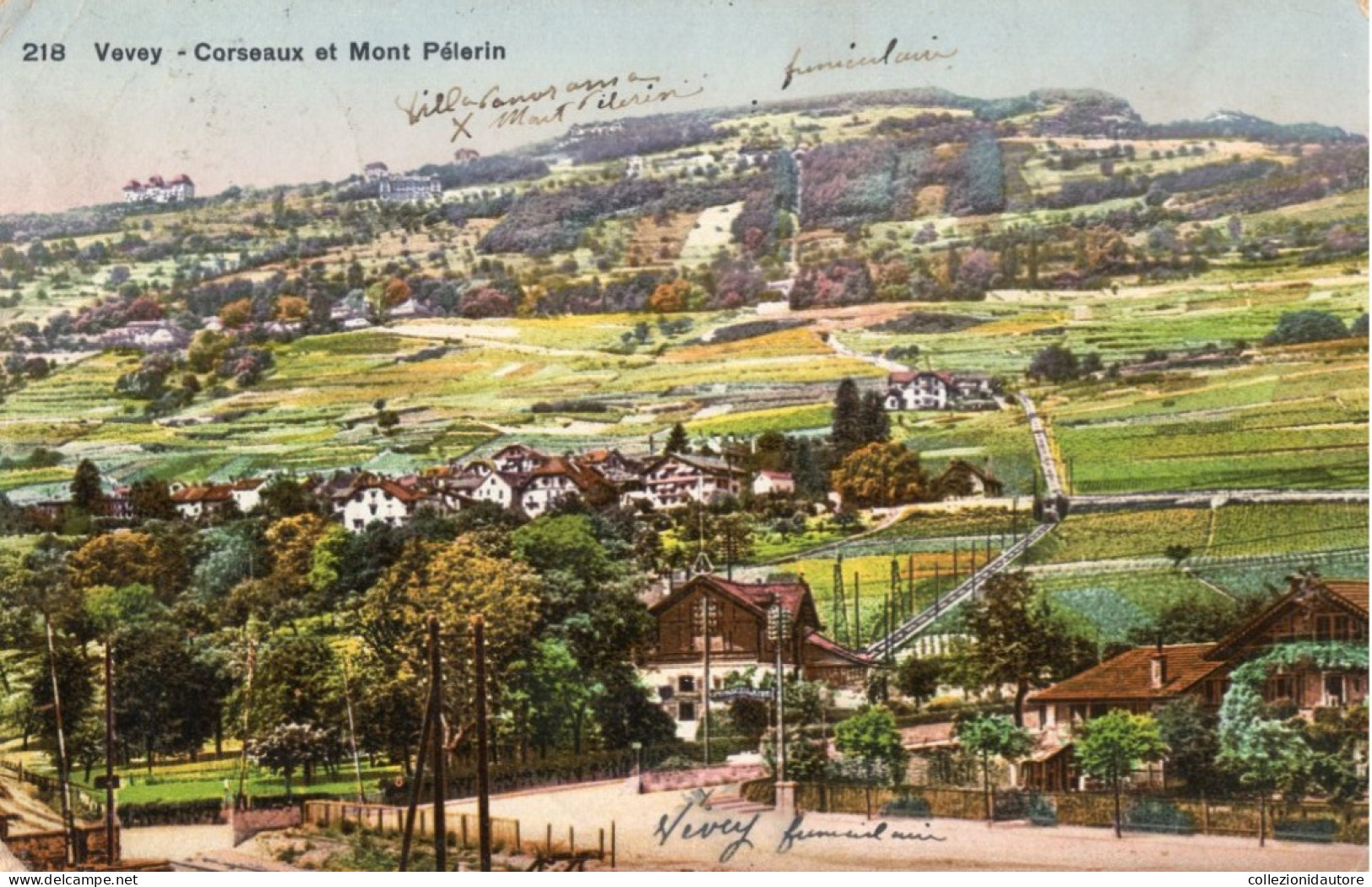 VEVEY - CORSEAUX ET MONT PÉLERIN - CARTOLINA FP SPEDITA NEL 1913 - Corseaux