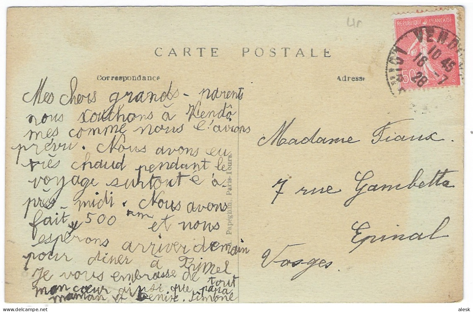 SEMEUSE N°199 Défaut Piquage Avec Voisin Vendôme 16 Juillet 1928 Pour Lunéville - CP Vendôme - Lettres & Documents