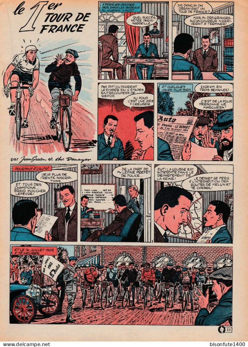 Bandeau Titre De "Le 1er Tour De France" Datant De 1960 Dessiné Par Jean Graton Et Inédit En Album. - Michel Vaillant