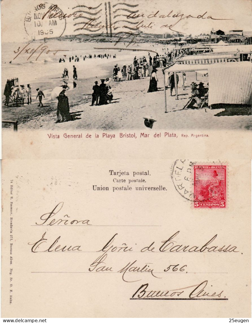 ARGENTINA 1905 POSTCARD SENT TO BUENOS AIRES - Storia Postale