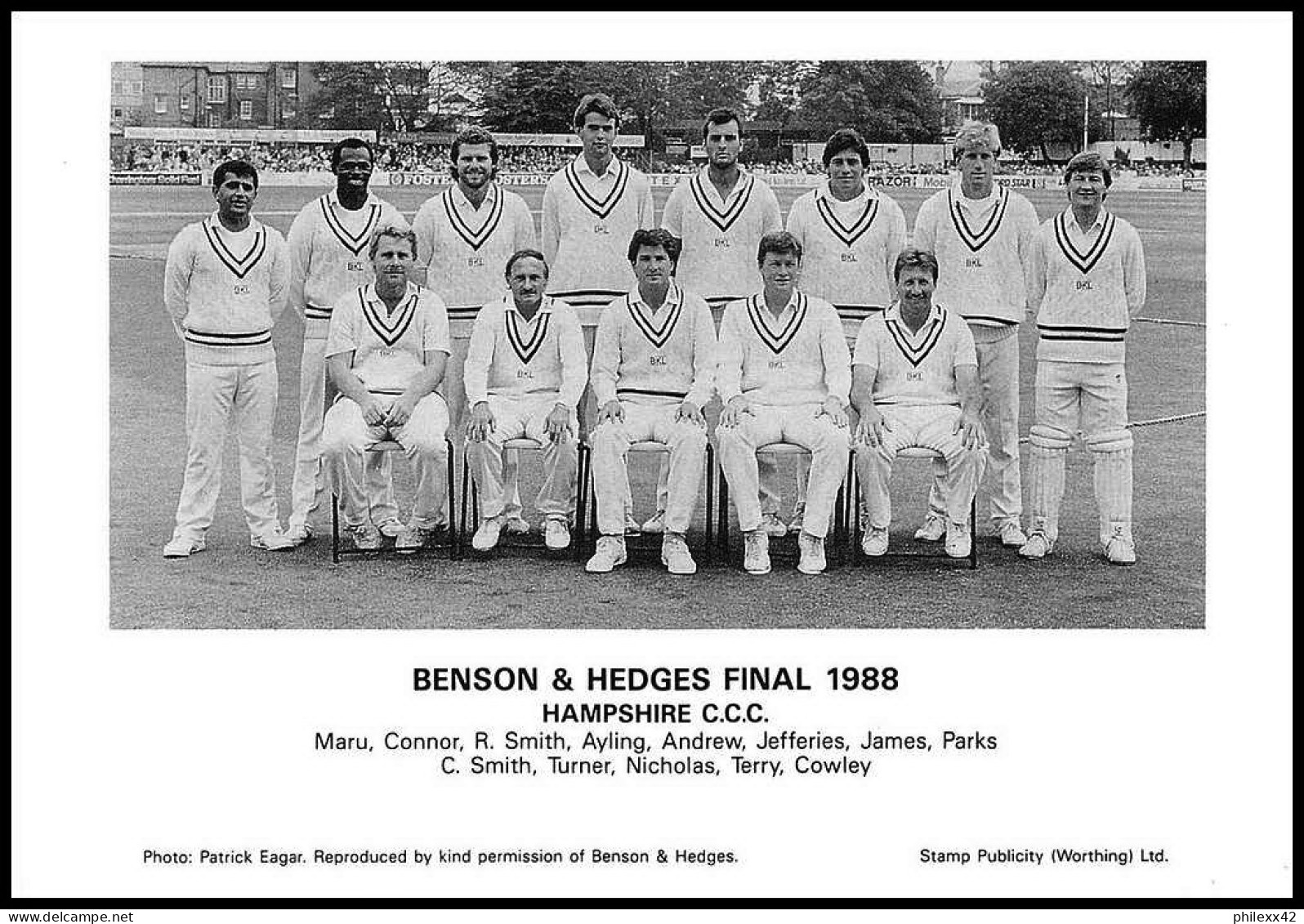 0863 Grande Bretagne Great Britain - Cricket Benson And Hedges Cup 9/7/1988 Signé (signed) CAPTAINS - Cricket