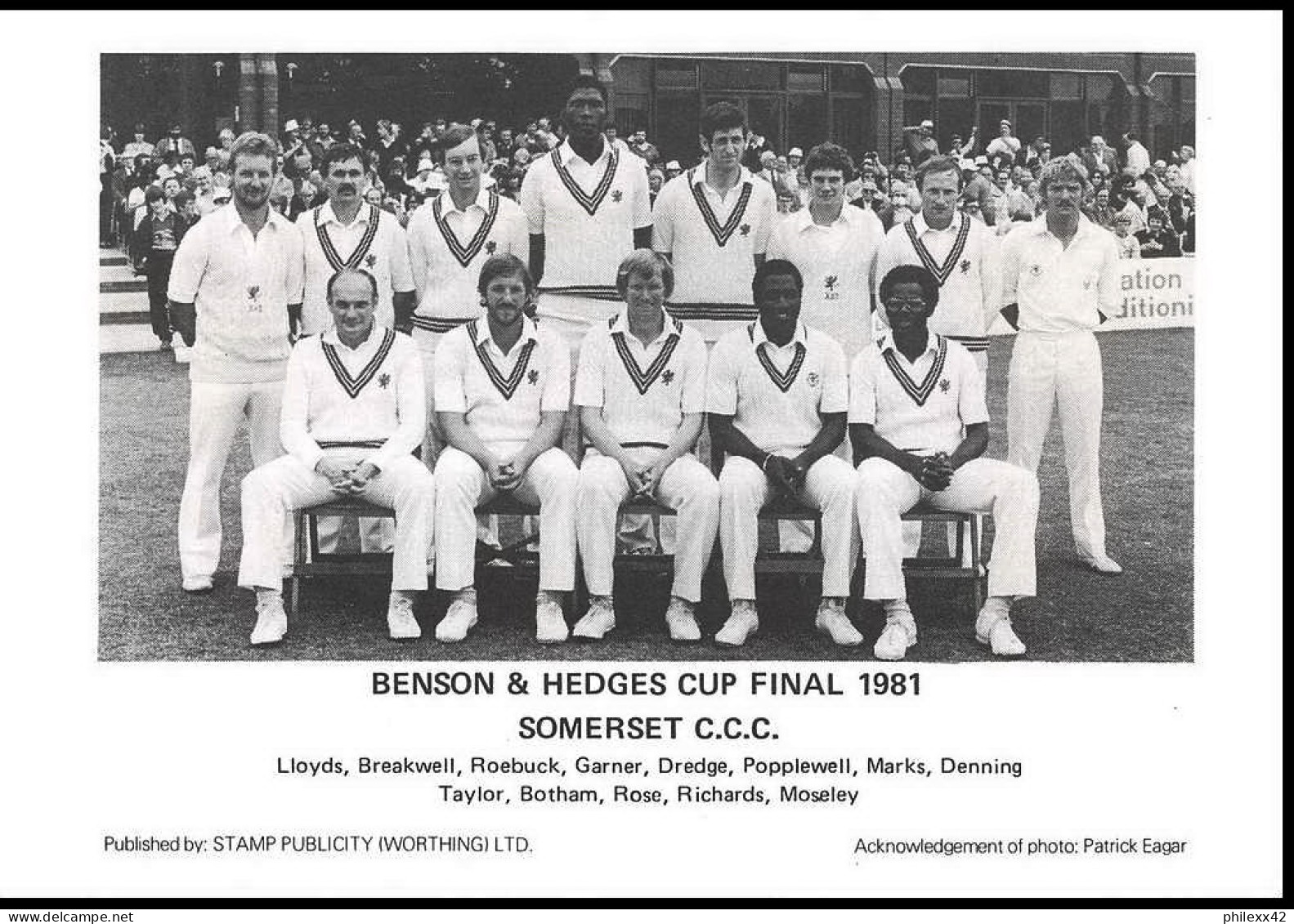 0864 Grande Bretagne Great Britain - Cricket Benson And Hedges Cup 25/7/1981 Signé (signed) CAPTAINS - Cricket