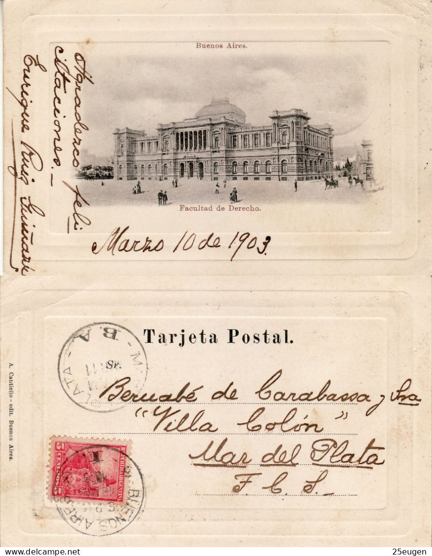 ARGENTINA 1903 POSTCARD SENT TO MAR DEL PLATA - Covers & Documents