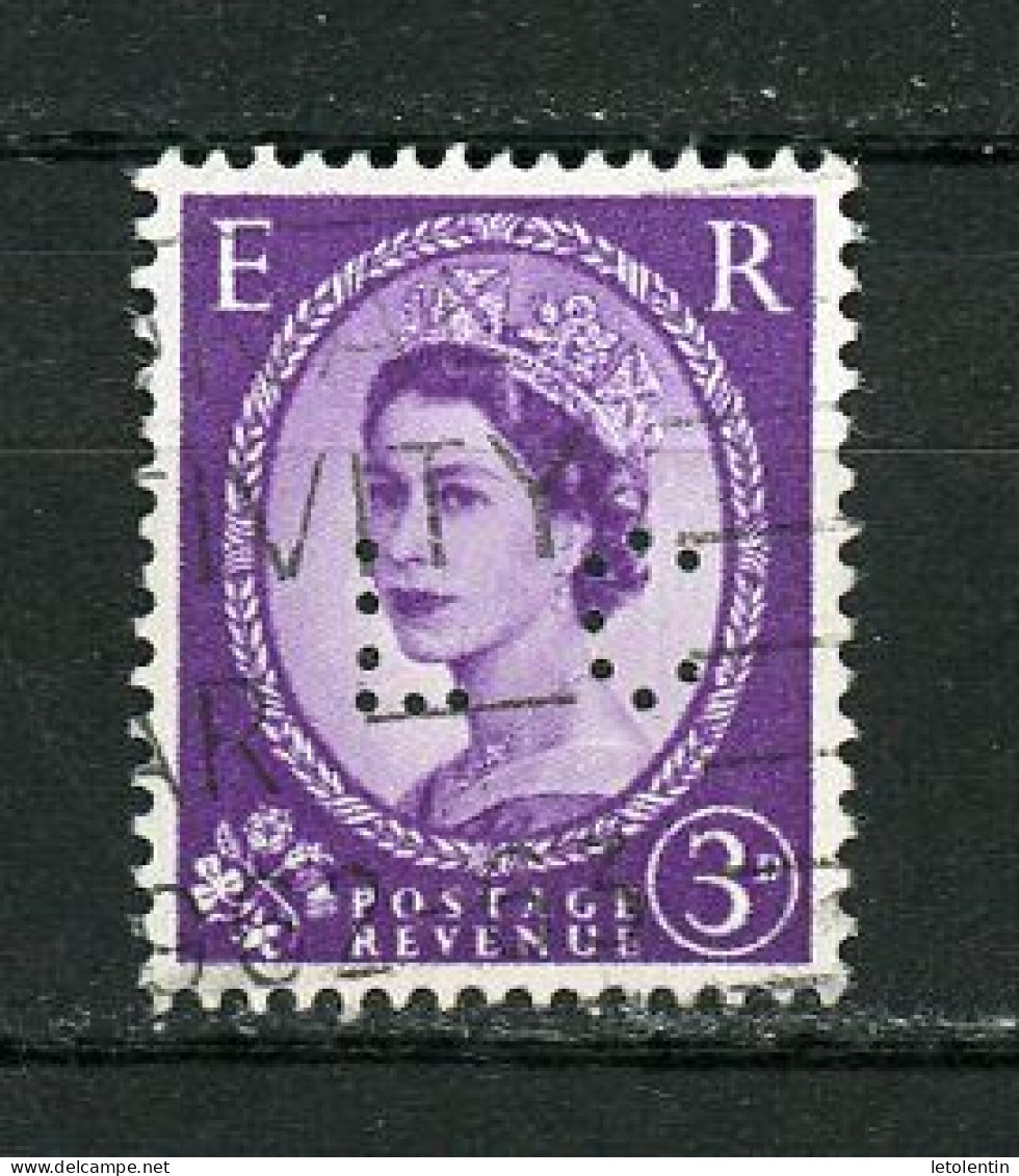 GRANDE BRETAGNE - ELISABETH II   - N° Yvert 267 Obli. PERFORÉ “LC” - Perforés