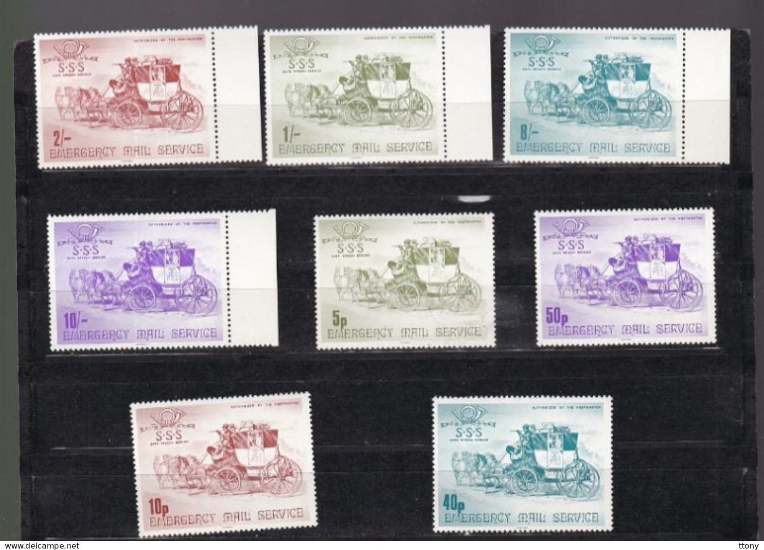 Série De 8 Timbres Emergency Mail Service Timbres Neufs ** 8 Service Stamps Year 1970 Great - United Kingdom Diligence - Dienstmarken
