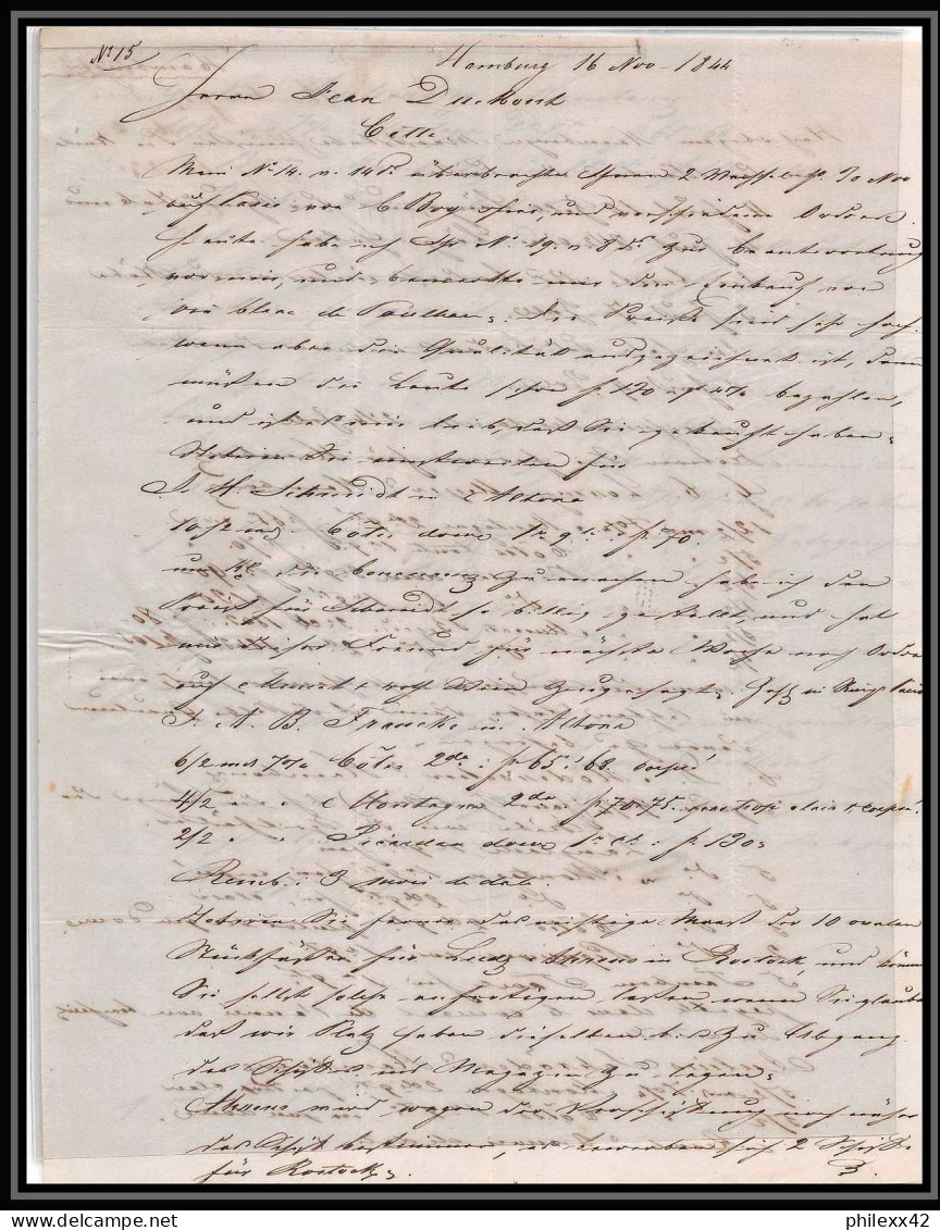 41193 Lettre LAC Allemagne Deutschland Hamburg TT Tour-T Strasbourg 1844 TTR4 Cette Herault France Marque D'entree - Hambourg