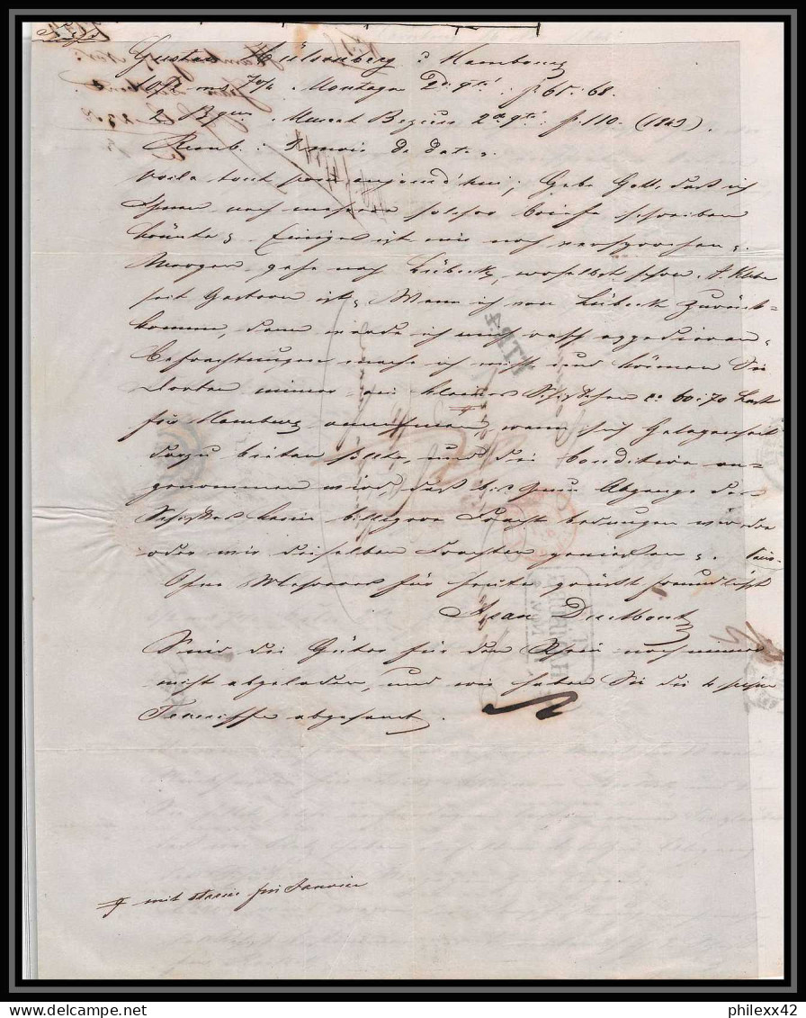 41193 Lettre LAC Allemagne Deutschland Hamburg TT Tour-T Strasbourg 1844 TTR4 Cette Herault France Marque D'entree - Hambourg