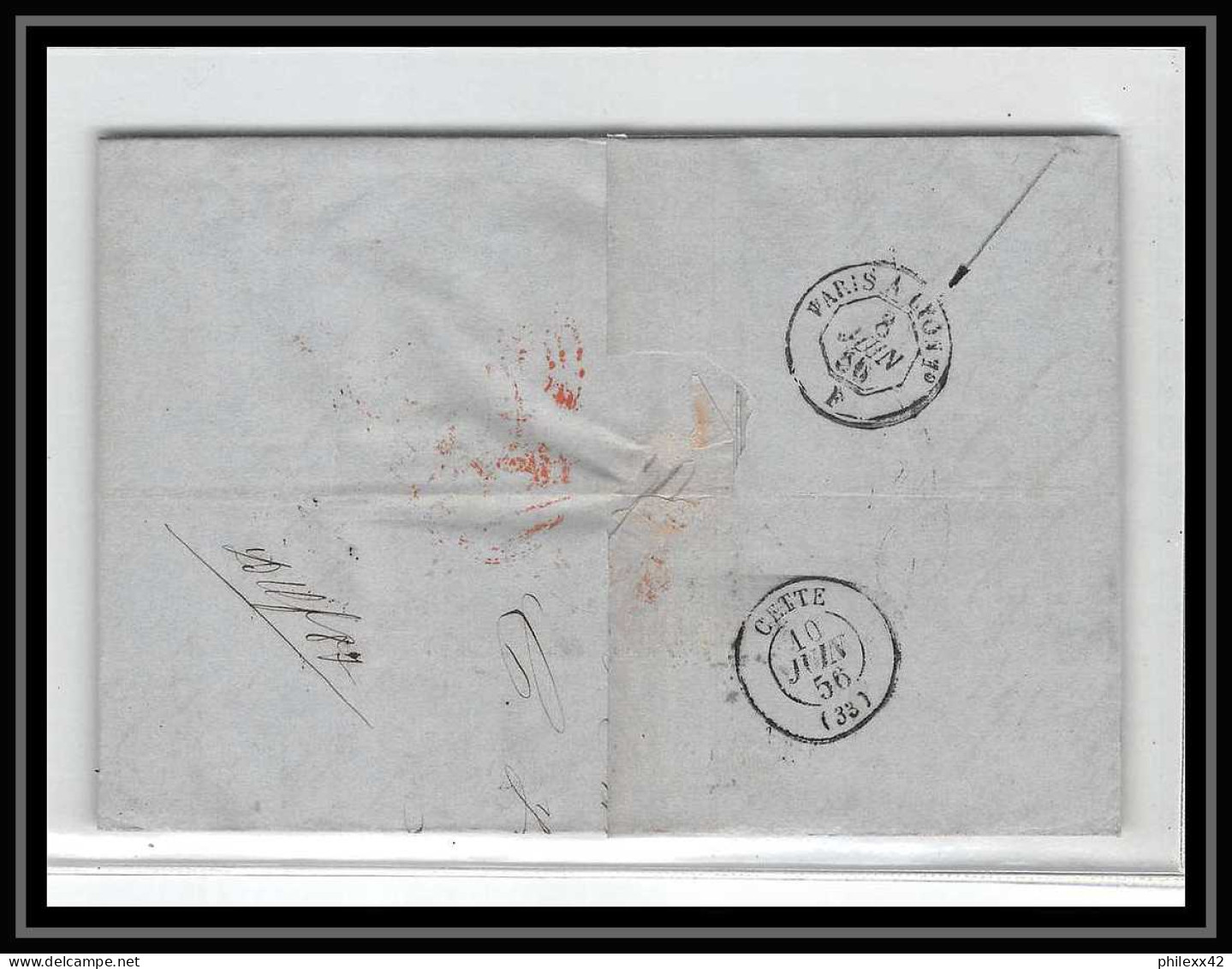 41228 Lettre LAC Allemagne Deutschland Hamburg Tour-T VALENCIENNES 1856 Cette France Marque D'entree Vorlaufer - Entry Postmarks