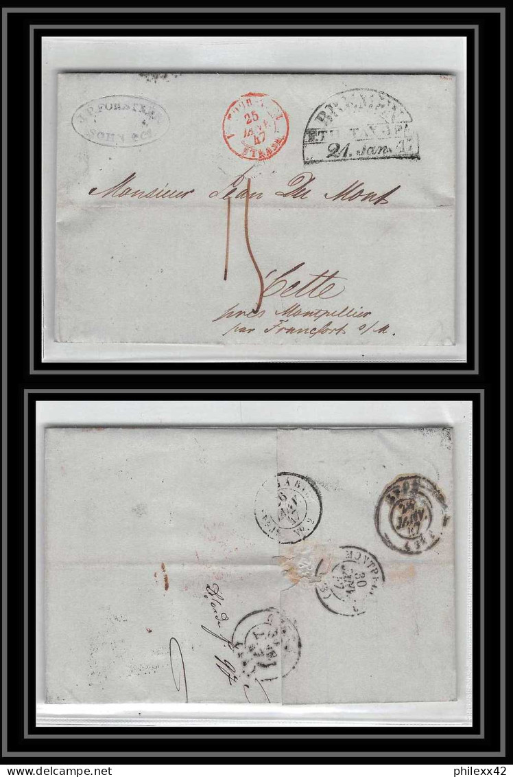 41303 Lettre LAC Allemagne Deutschland Bremen Tour-T Strasbourg 1847 Cette Herault France Marque D'entree Vorlaufer - Entry Postmarks