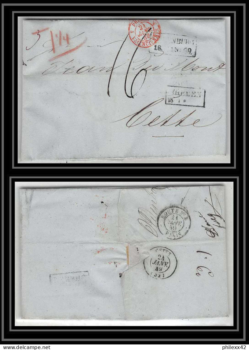 41342 Lettre LAC Allemagne Deutschland Oldenburg Bremen Prusse VALENCIENNES 1849 Cette Route N°8 France Marque D'entree - Marques D'entrées