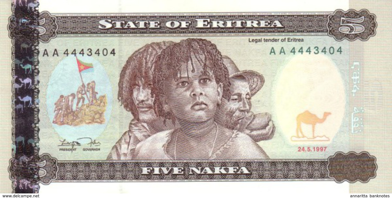 Eritrea 5 Nakfa 1997, UNC (P-2a, B-102a) - Eritrea