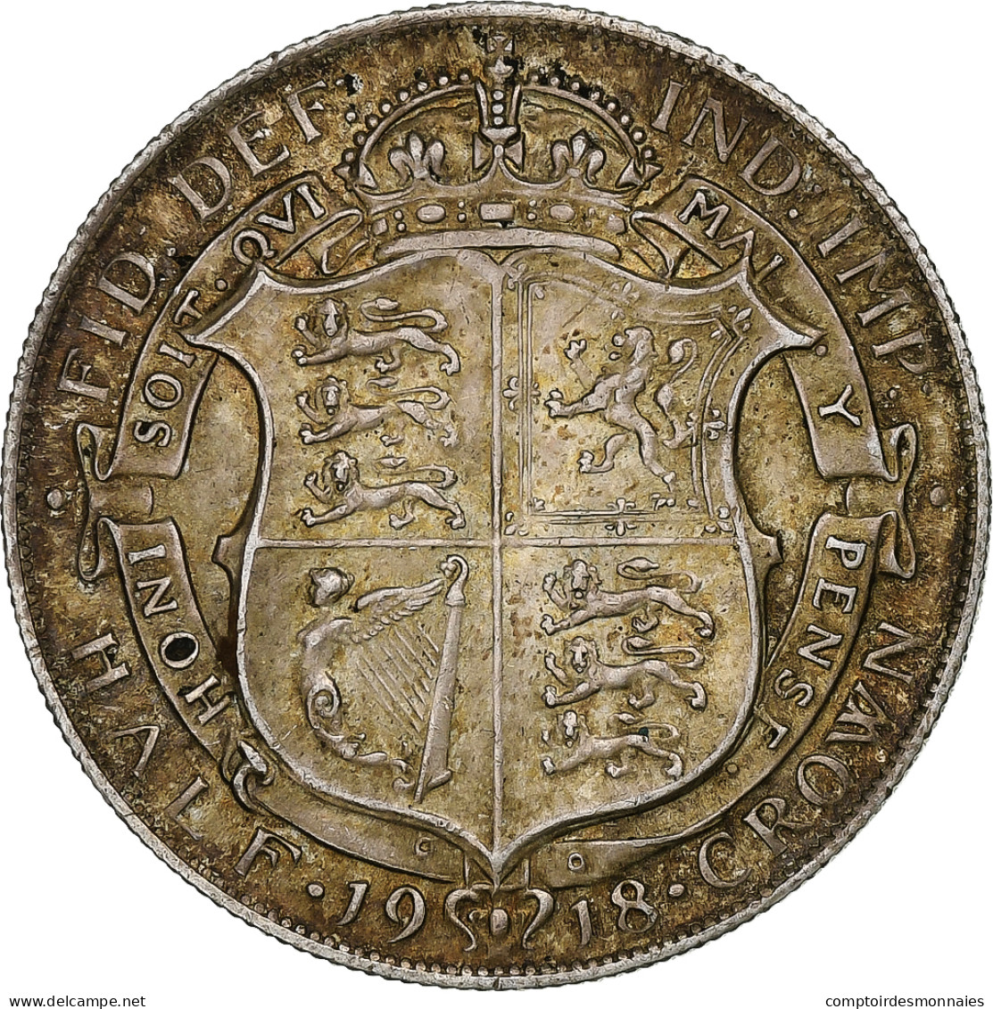 Monnaie, Grande-Bretagne, George V, 1/2 Crown, 1918, SUP, Argent, KM:818.1 - K. 1/2 Crown