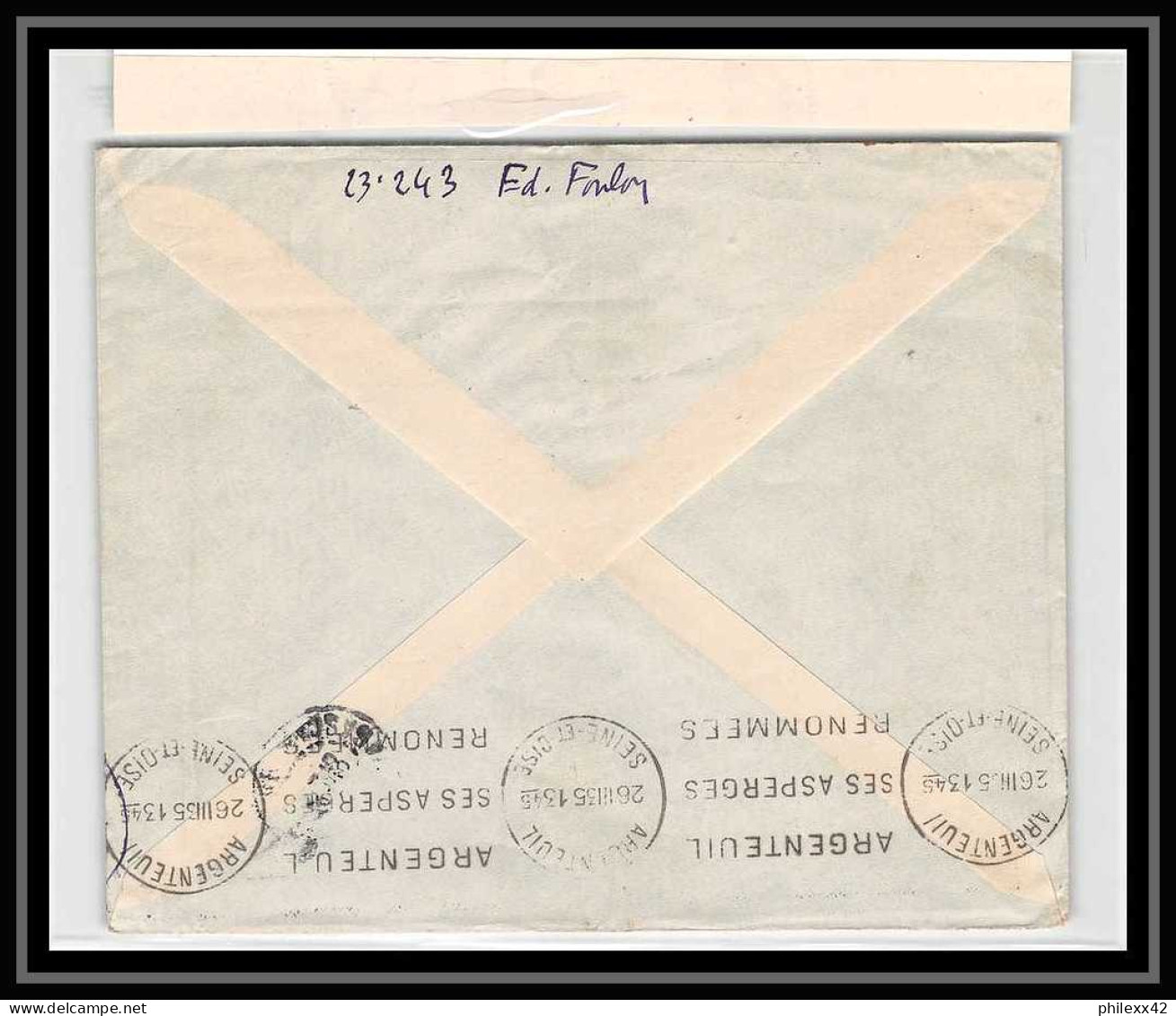 41608 Madagascar Malagasy N°164 Bloc 4 Taxé Pour Argenteuil 1935 Aviation PA Poste Aérienne Airmail Lettre Cover - Luftpost