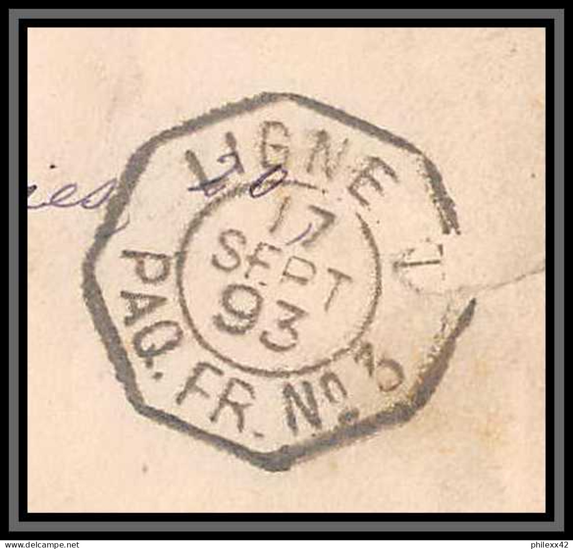 41617 Reunion N°24 Paire Cachet Ligne Paquebot FR N°3 Pour Paris Via Suez 1893 Martime Navale Steamer Lettre Cover - Covers & Documents