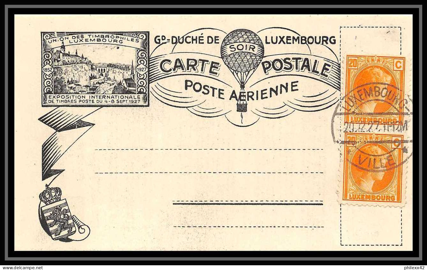 41694 Luxembourg (luxemburg) Ballon Baloon Roodt 1927 Aviation PA Poste Aérienne Airmail Carte Postale (postcard) - Covers & Documents